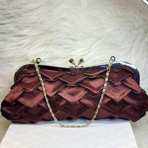 Vintage Brown Clutch with Silver Accents